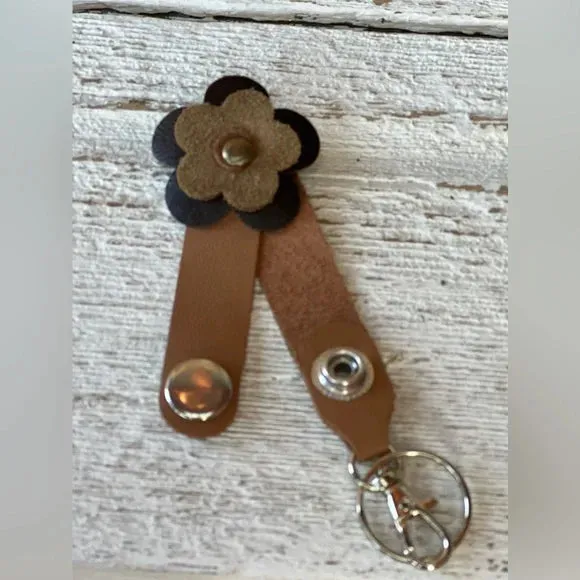 Handmade Leather Flower Keychain