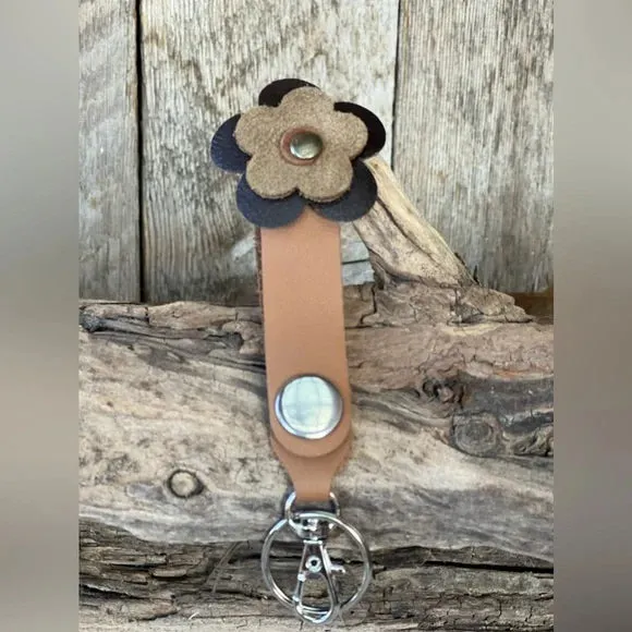 Handmade Leather Flower Keychain