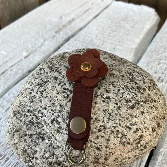 Handmade Leather Flower Keychain