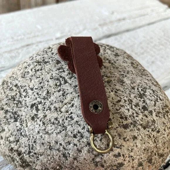 Handmade Leather Flower Keychain