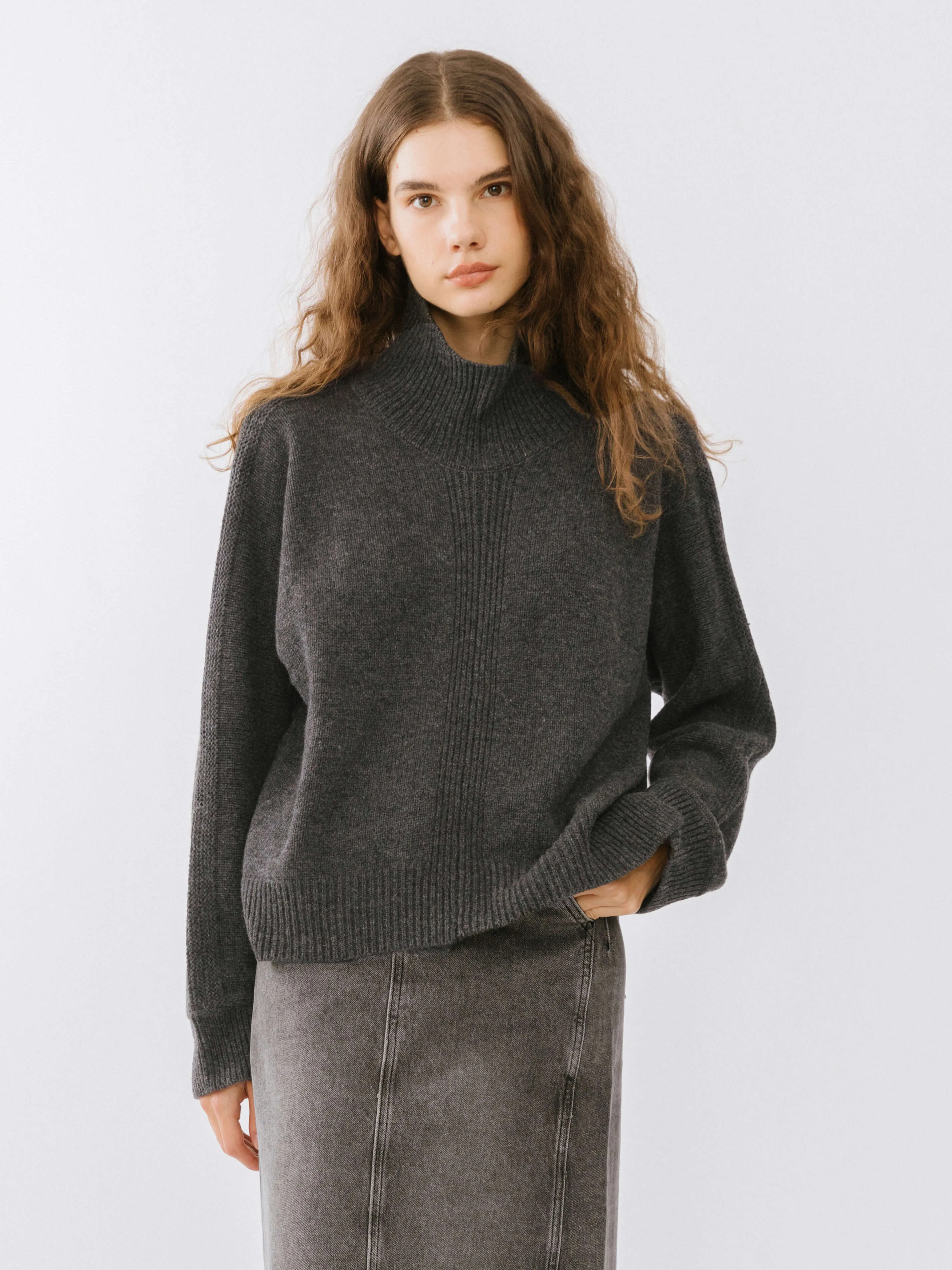 High Neck Sheep Wool Sweater