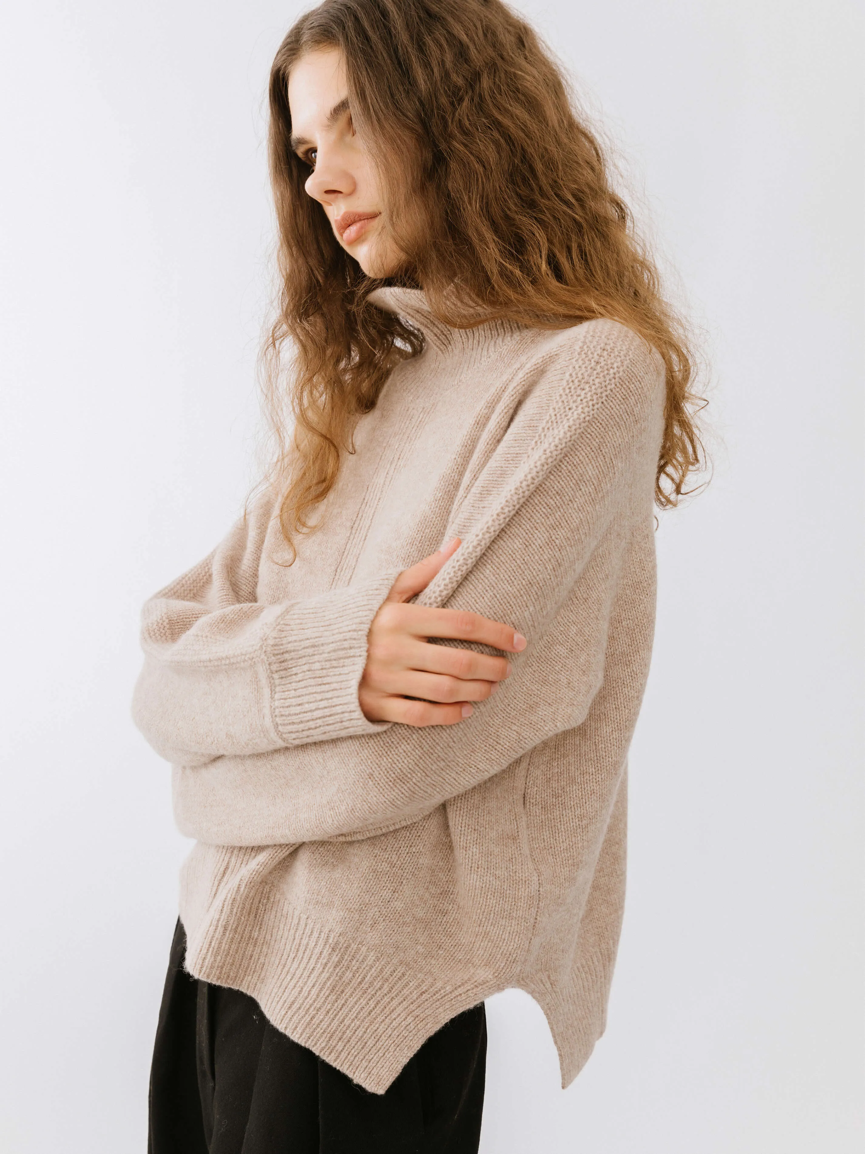 High Neck Sheep Wool Sweater