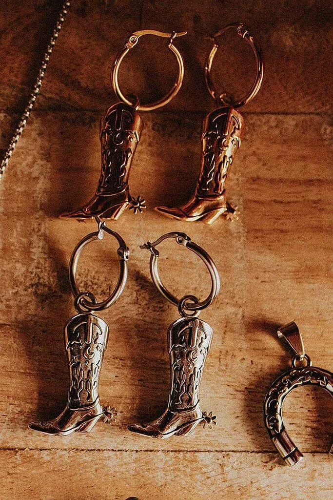 Hoedown Cowboy Boot Hoop Earrings