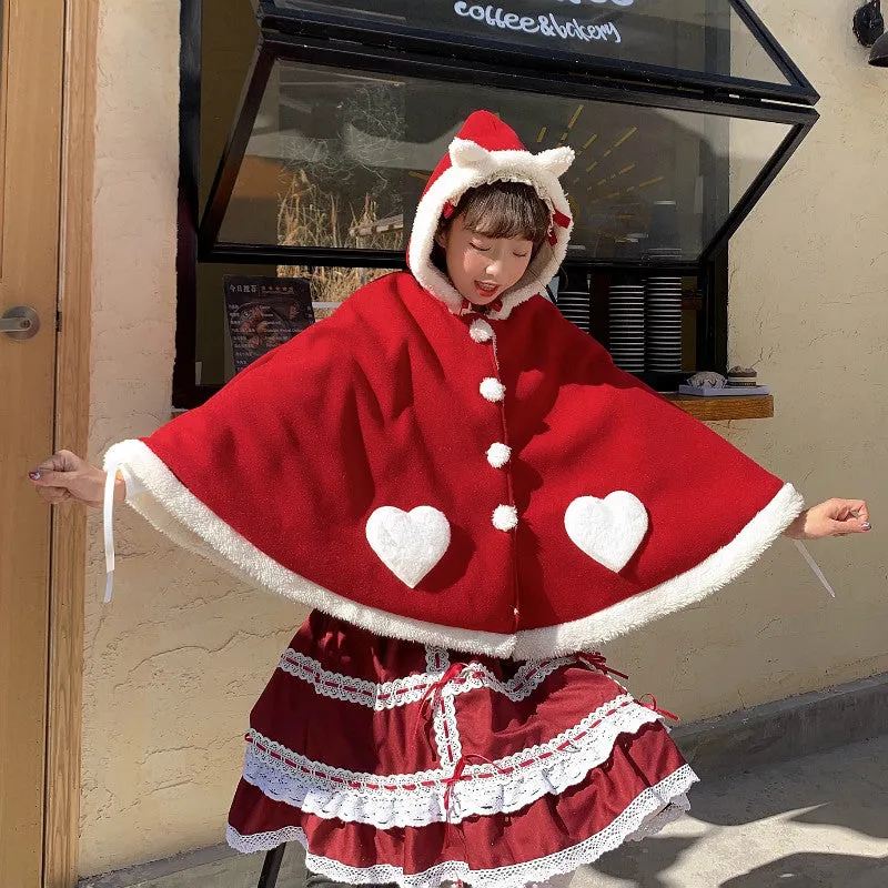 Kawaii Lolita Sweet Red Heart Cape