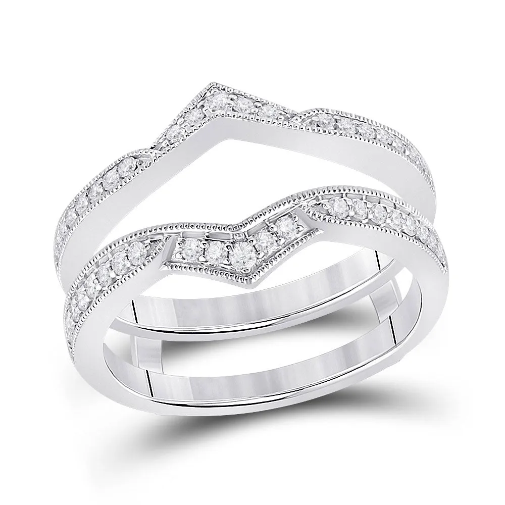 Keene Jewelers 14kt White Gold Womens Round Diamond Wedding Wrap Band Ring Guard Enhancer 1/3 Cttw