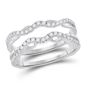 Keene Jewelers 14kt White Gold Womens Round Diamond Wrap Ring Guard Enhancer 1/3 Cttw