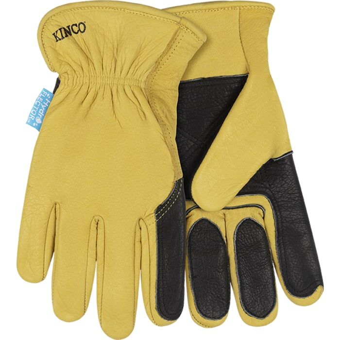 Kinco HydroFlector Water-Resistant Premium Grain Buffalo Driver With Double-Palm Gloves in Golden