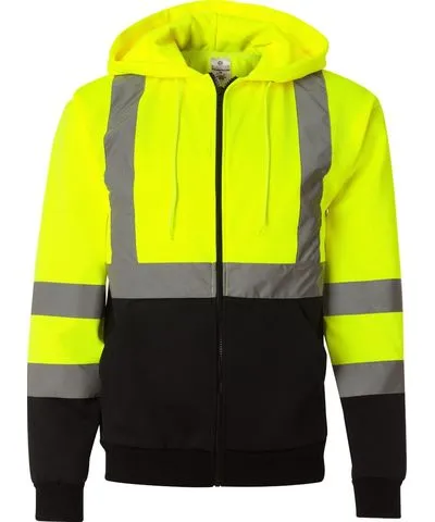 KISHIGO Men's Hi-Vis Full-Zip Hooded Sweatshirt