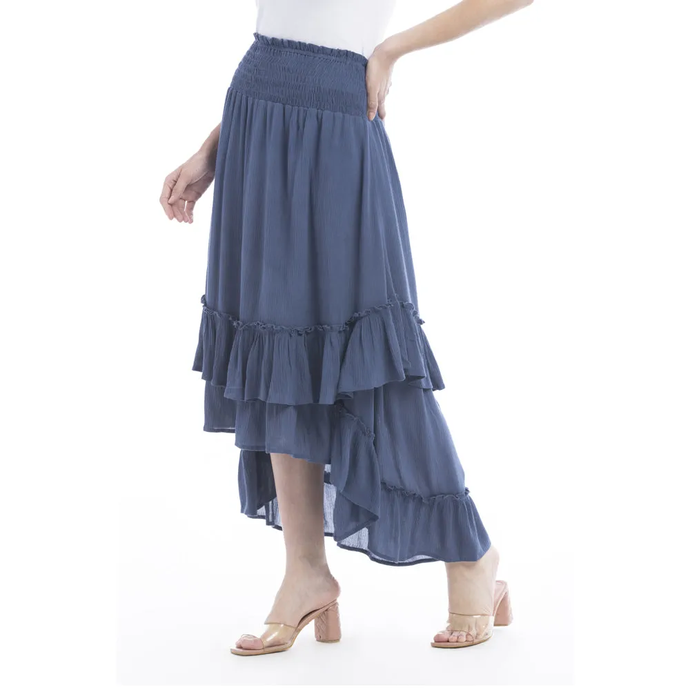 Kylie Ruffled Denim Tone Skirt