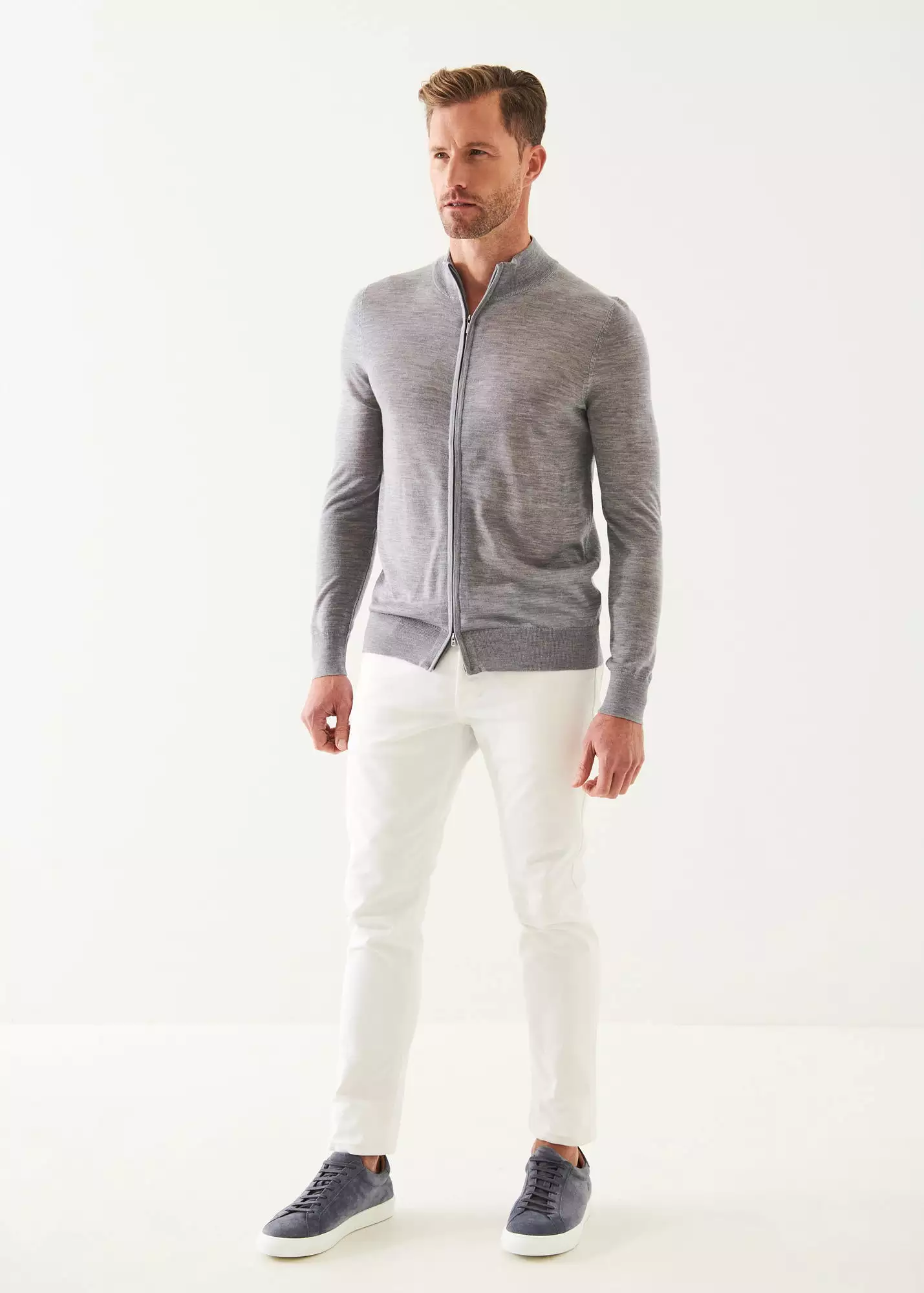 LIGHTWEIGHT MERINO BLEND FULL ZIP SWEATER