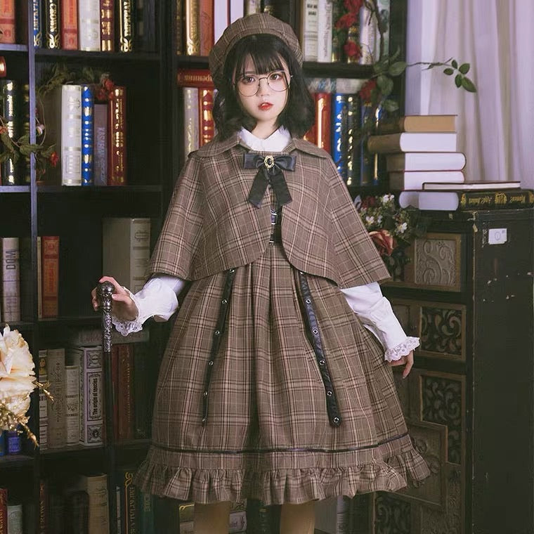 Little Detective British Lolita no sleeve dress JSK / cape