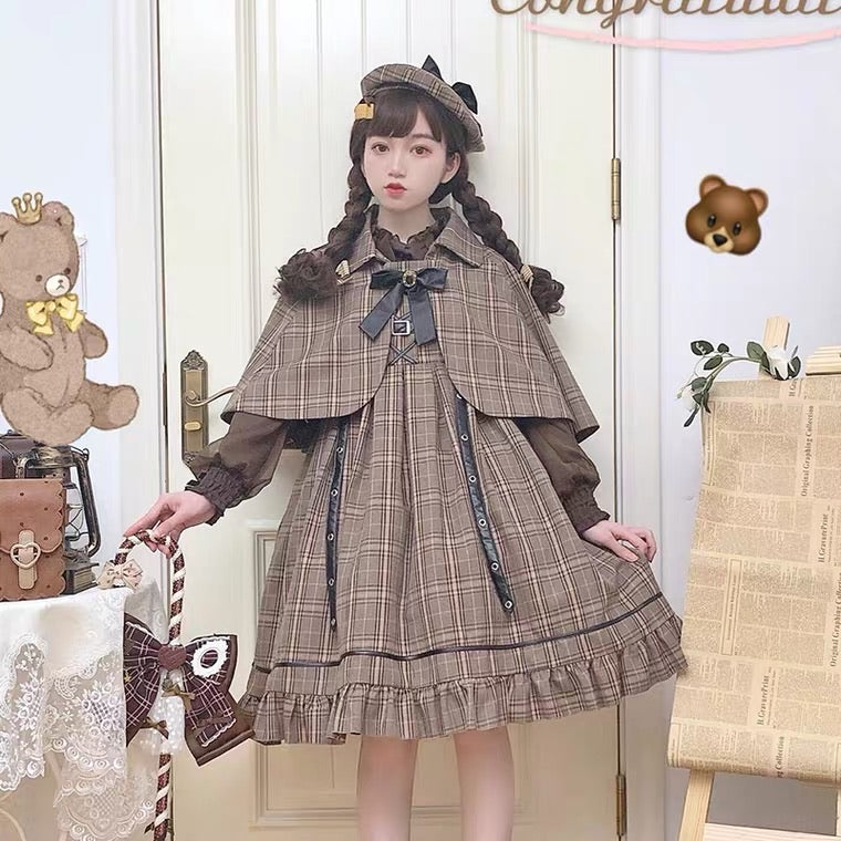 Little Detective British Lolita no sleeve dress JSK / cape