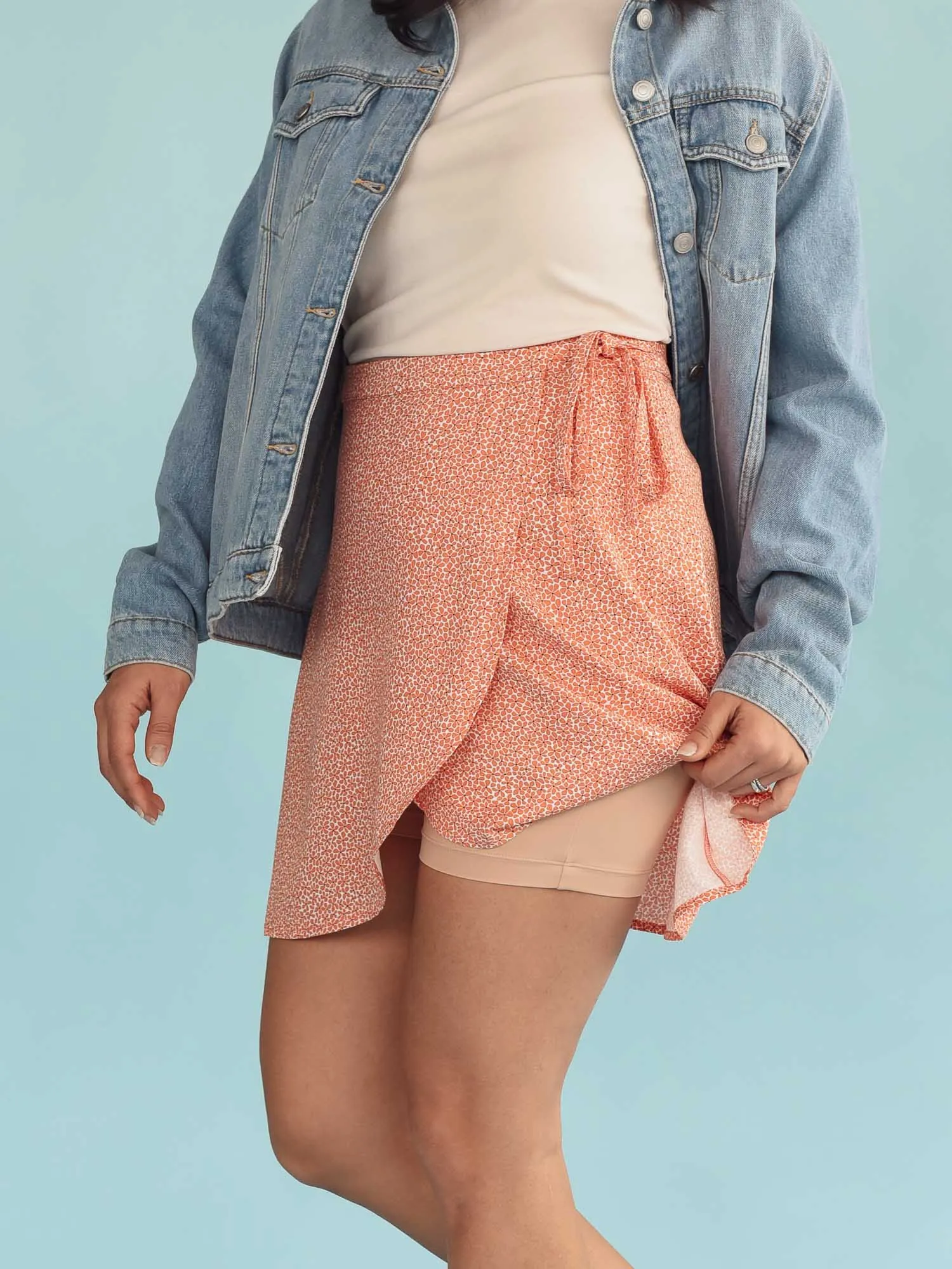 Louise Orange Cosmos Wrap Skirt