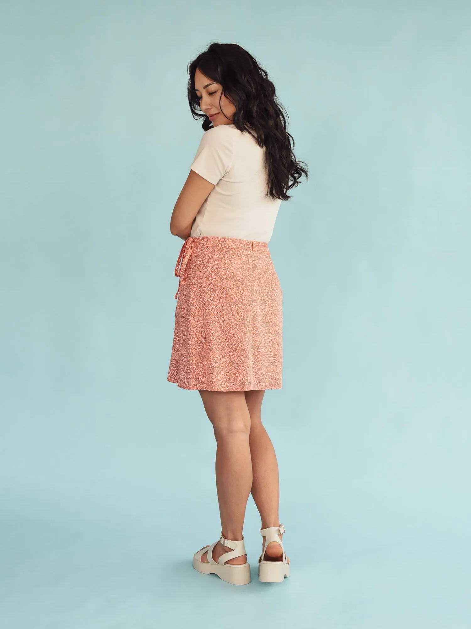 Louise Orange Cosmos Wrap Skirt