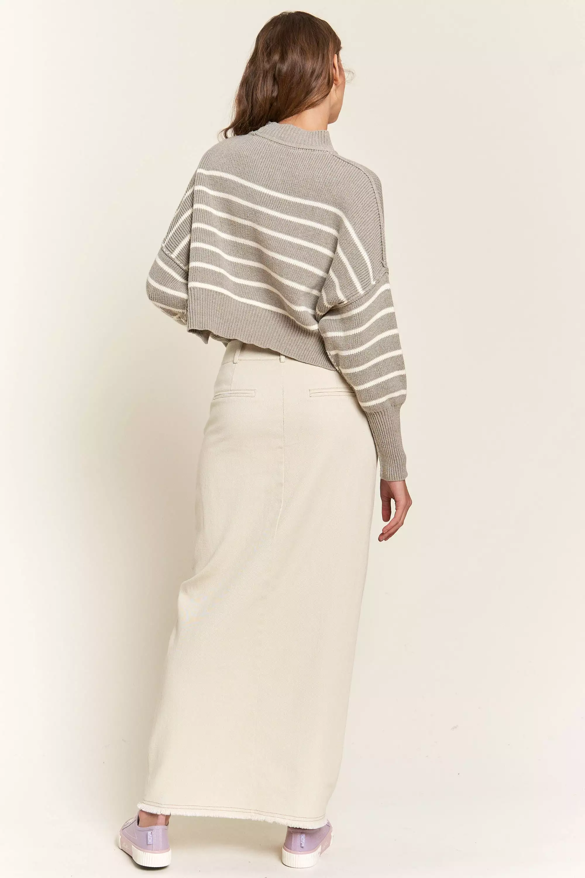 Lovergirl Striped Sweater - Grey