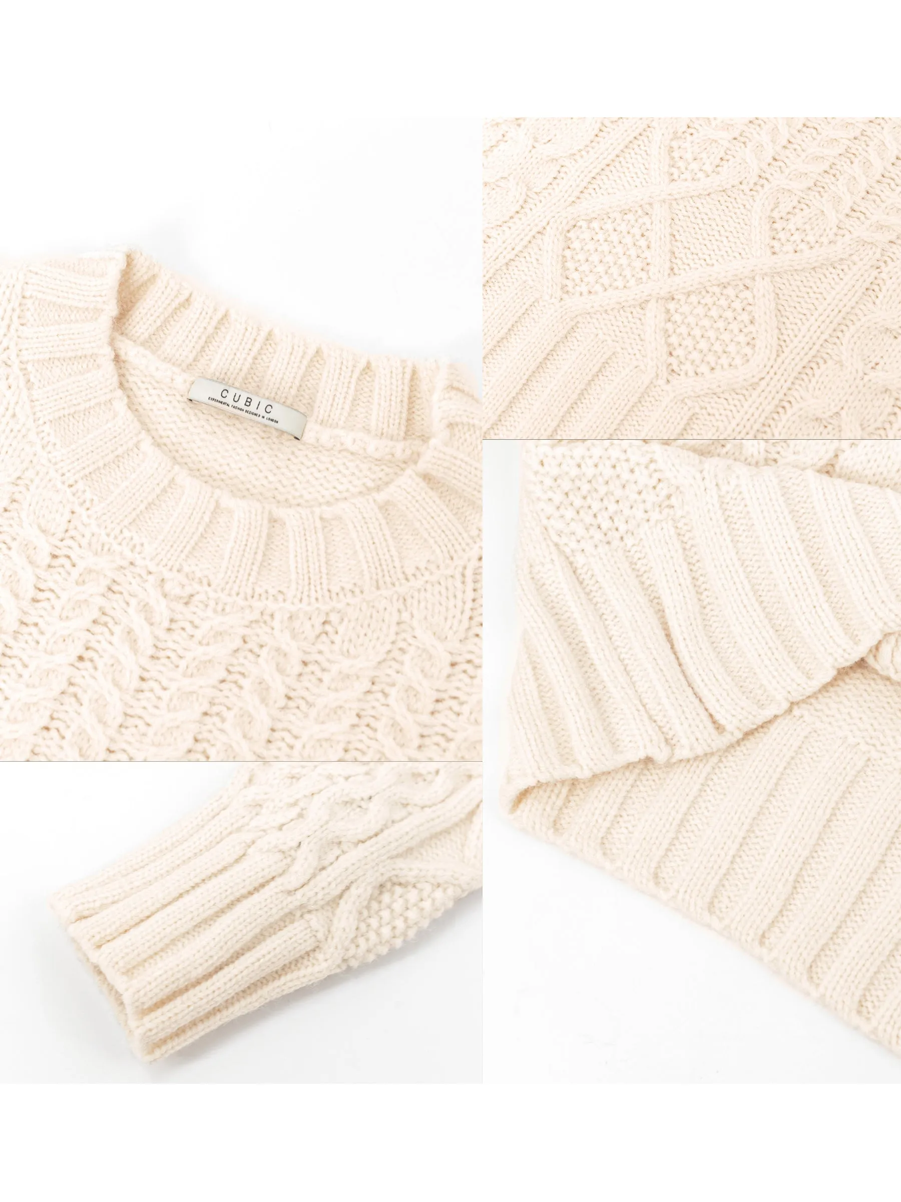 Lozenge and Fishbone Knitwear Sweater