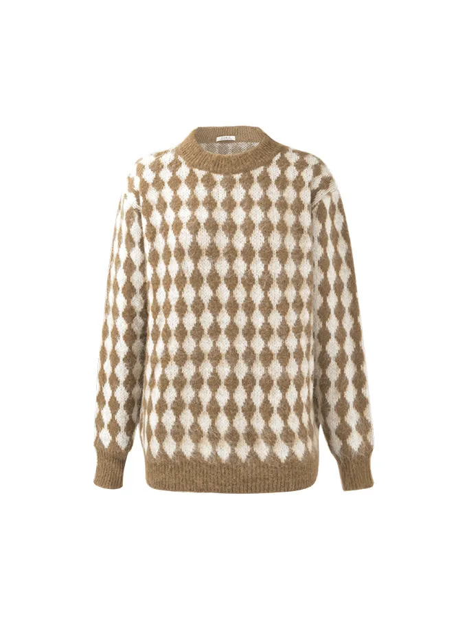 Lozenge Jacquard Long Knit Sweater