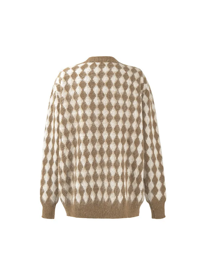 Lozenge Jacquard Long Knit Sweater