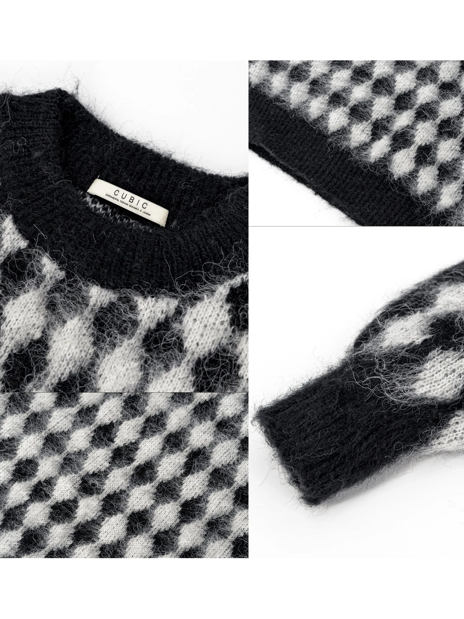 Lozenge Jacquard Long Knit Sweater