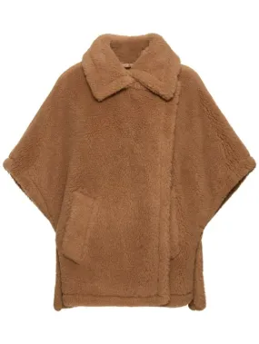 Max Mara   Tebe camel & silk teddy cape 