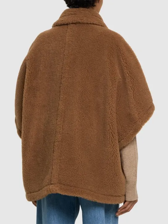 Max Mara   Tebe camel & silk teddy cape 