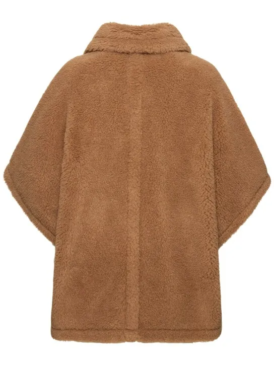 Max Mara   Tebe camel & silk teddy cape 