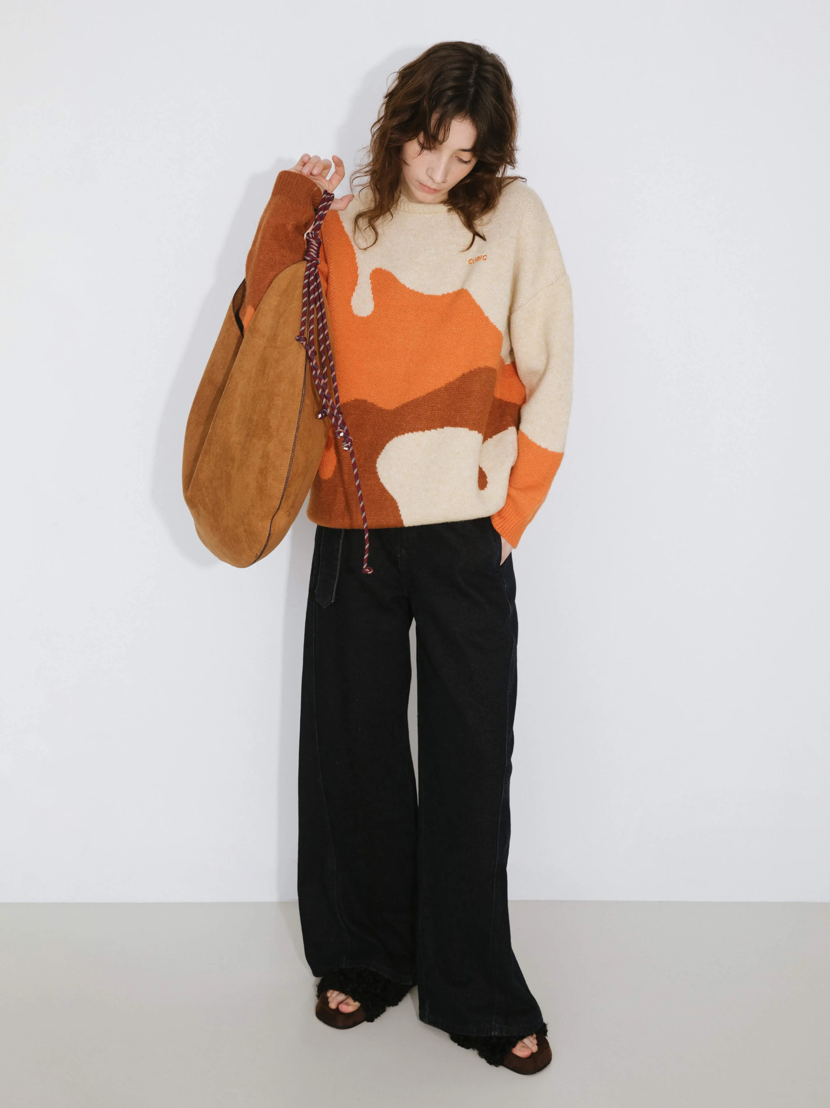 Melting Colour Block Oversized Knit Sweater