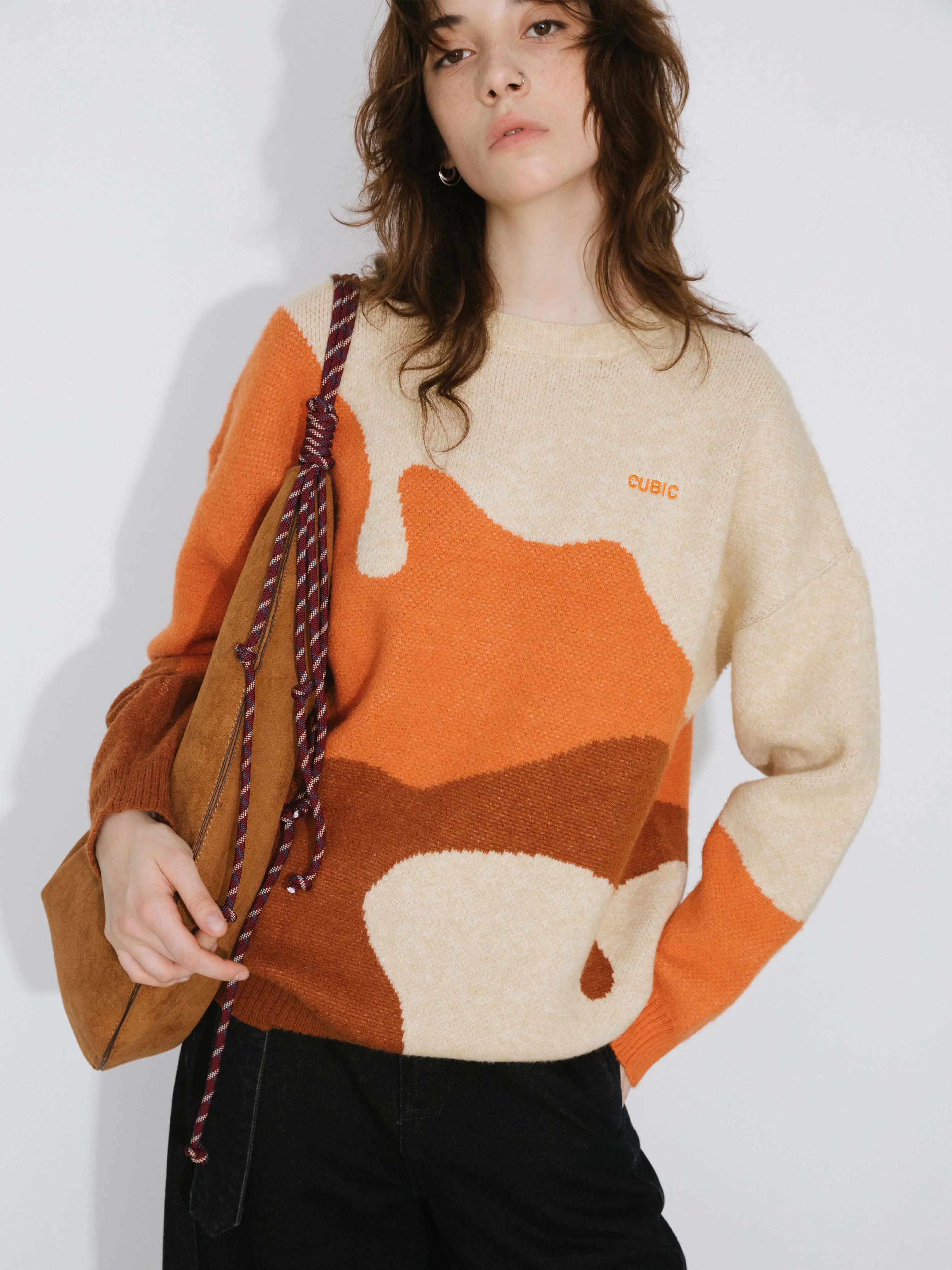 Melting Colour Block Oversized Knit Sweater