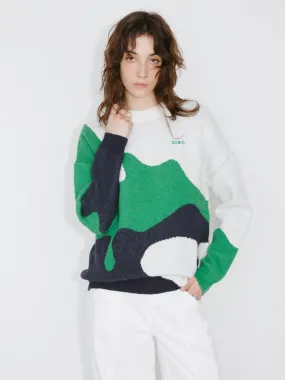 Melting Colour Block Oversized Knit Sweater