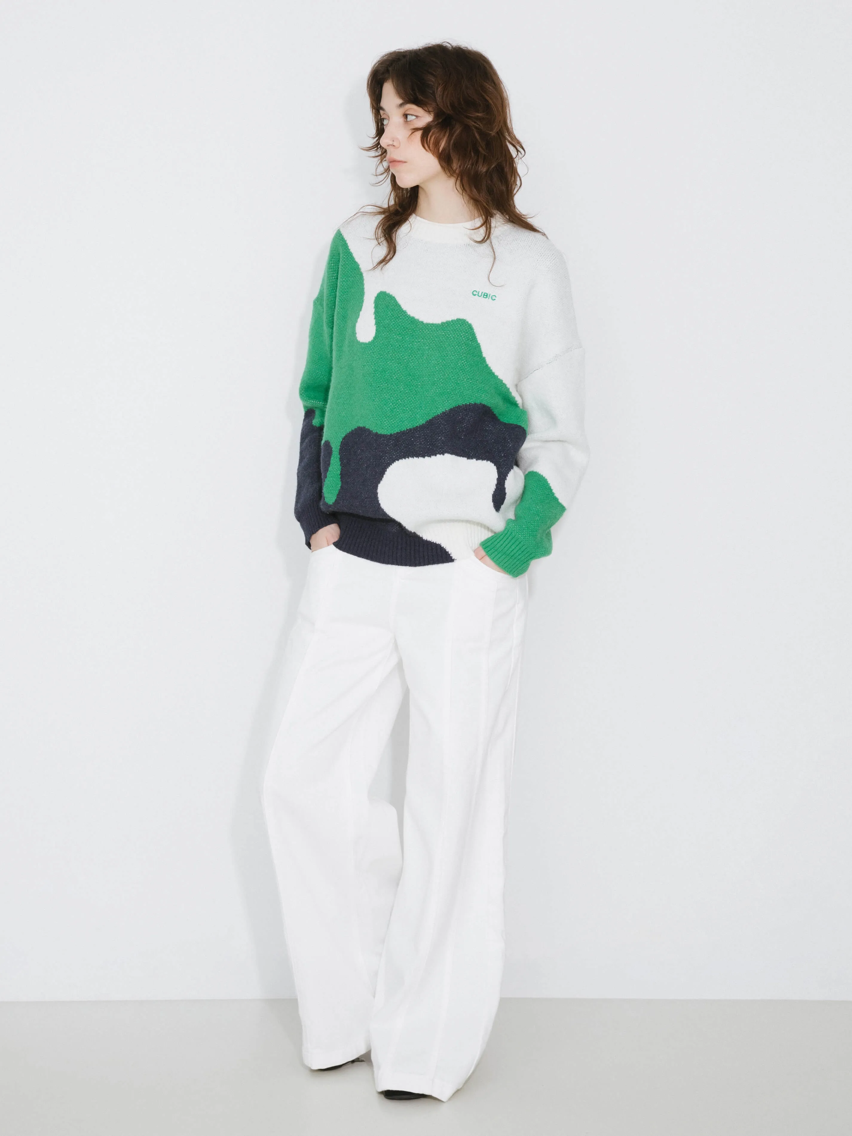 Melting Colour Block Oversized Knit Sweater