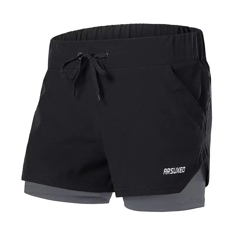 Men's 2-in-1 Sports Running Shorts Quick-dry Breathable Soft Fitness Gym Yoga Cycling Short Pants