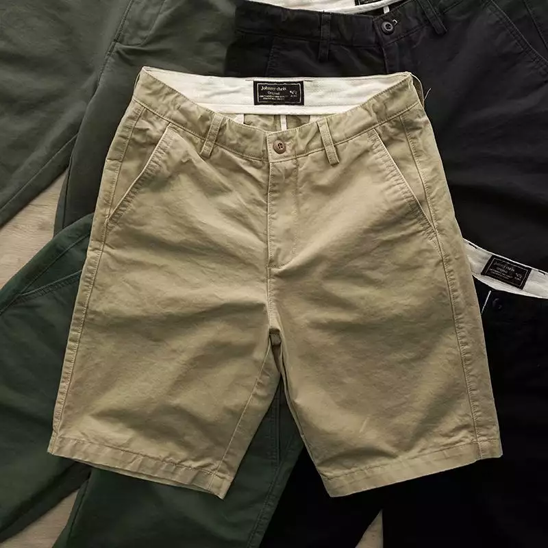 Men's Casual Shorts Pure Cotton Solid Color Workwear Cropped