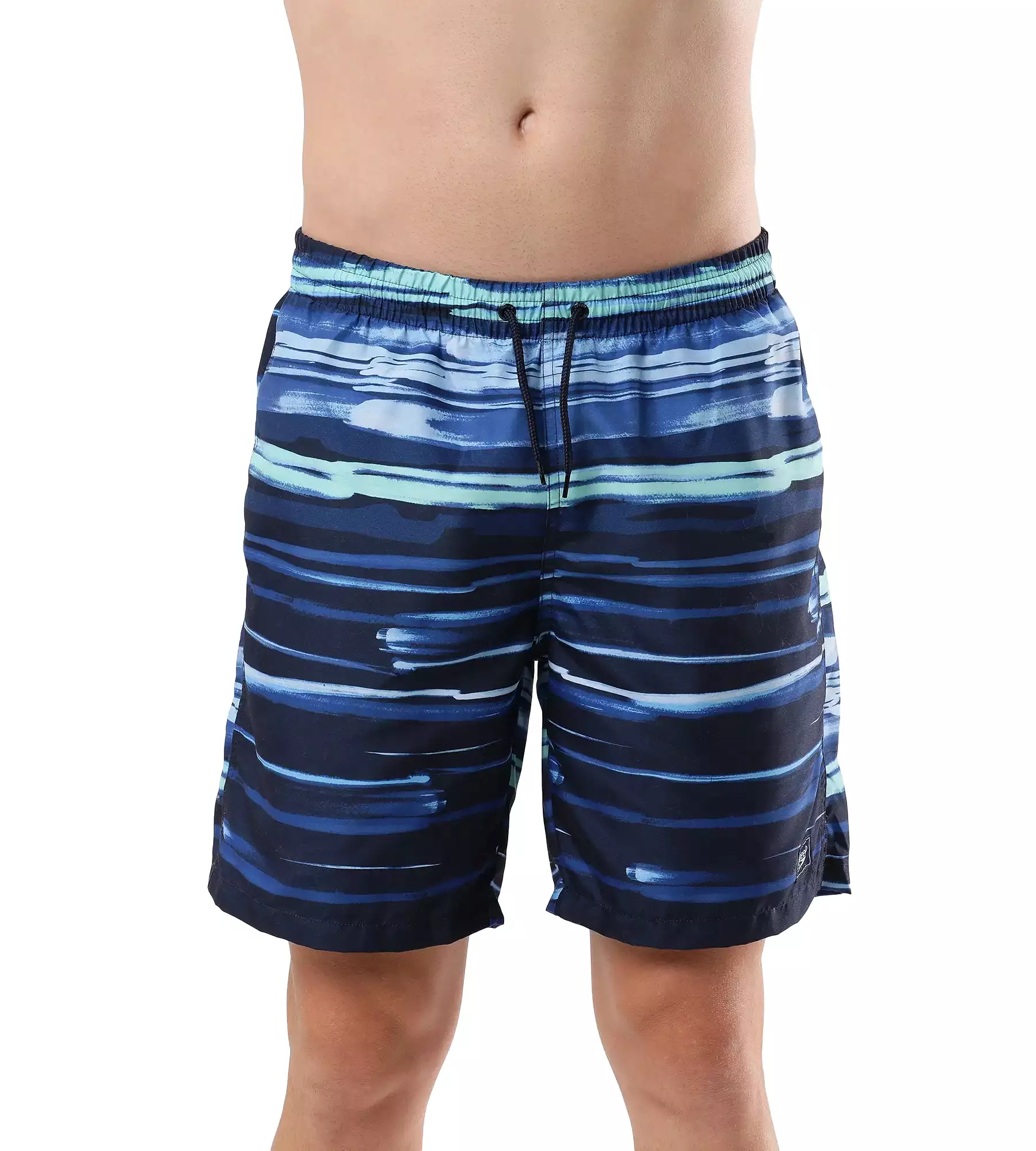 Men's Digital Print Leisure' Watershorts - Pure Blue  &  Zaffre Blue