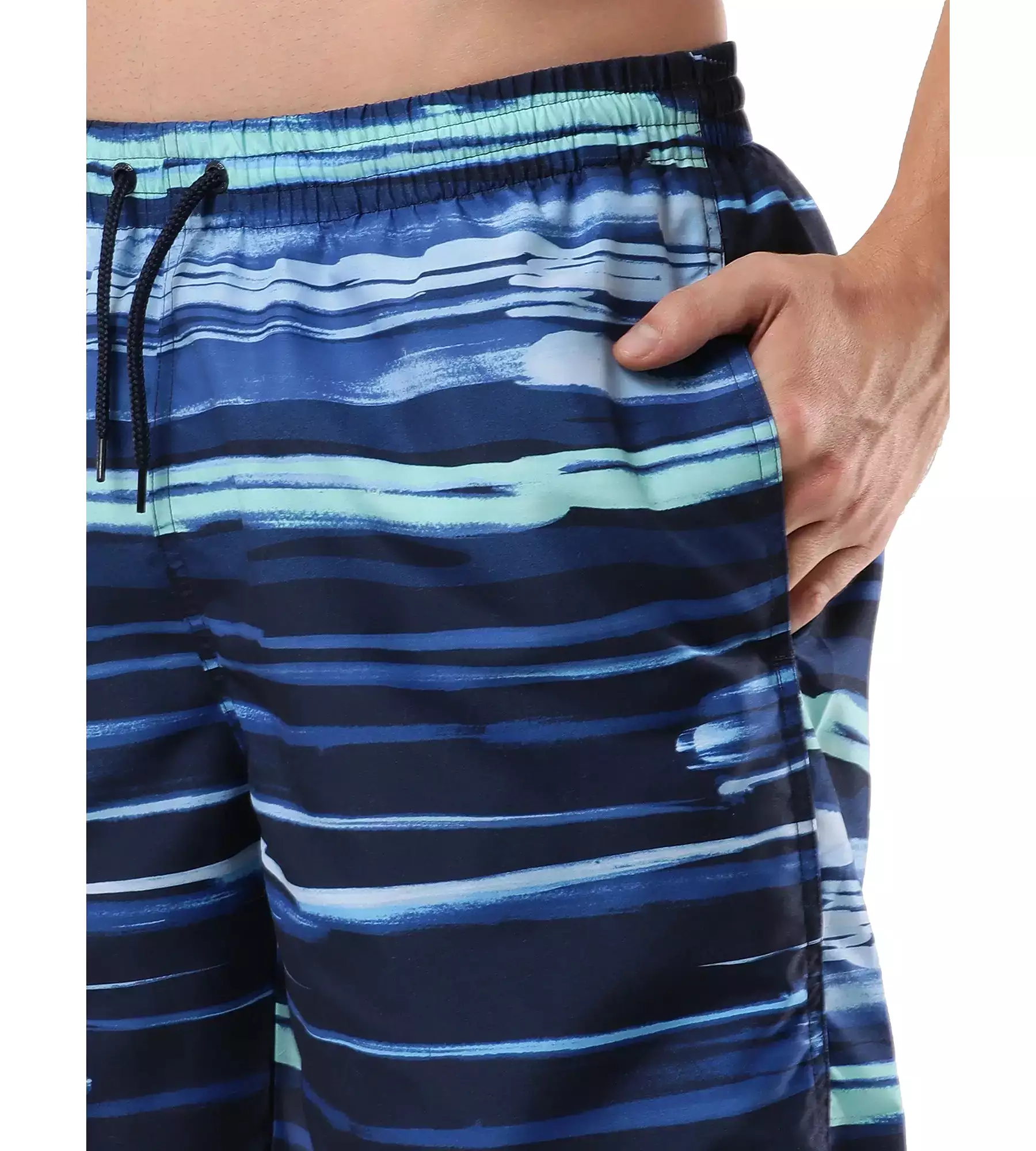 Men's Digital Print Leisure' Watershorts - Pure Blue  &  Zaffre Blue