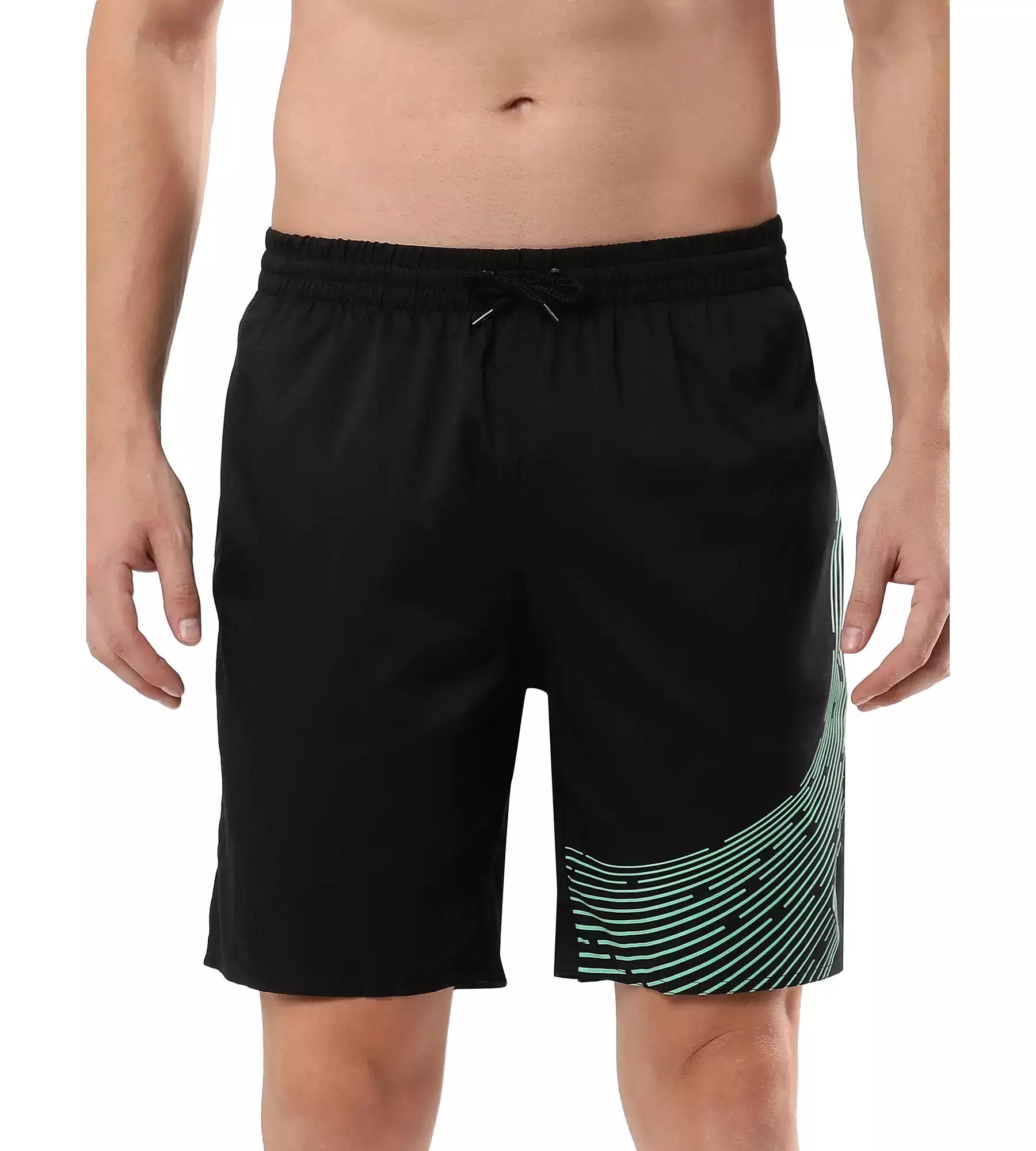 Men's Essential Medley Logo Printed Watershorts - Black  &  Harlequin Green