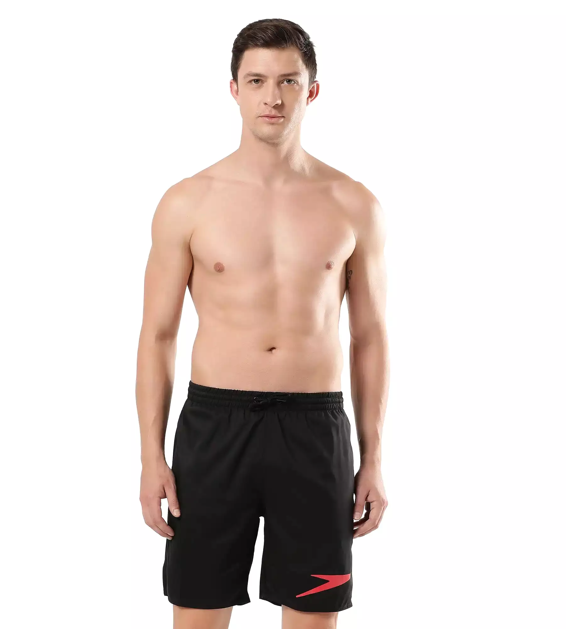 Men's Essential Placement Printed Watershorts - Black  &  Fed Red