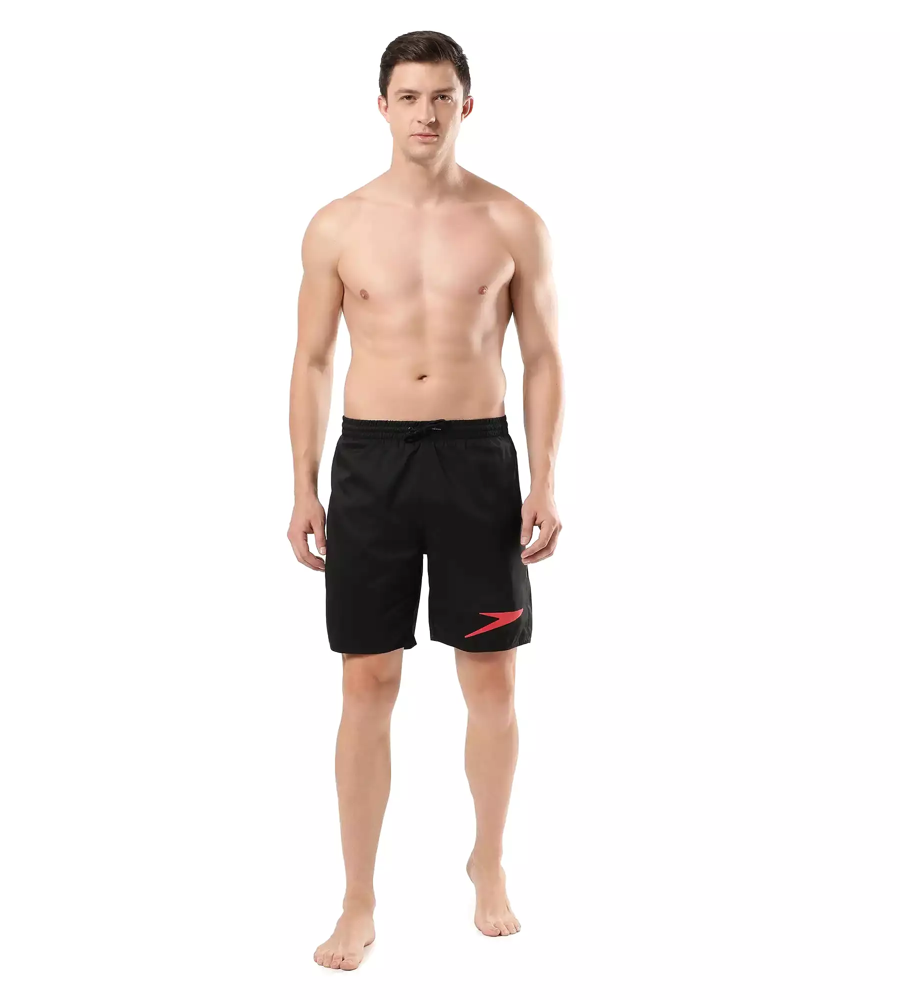 Men's Essential Placement Printed Watershorts - Black  &  Fed Red