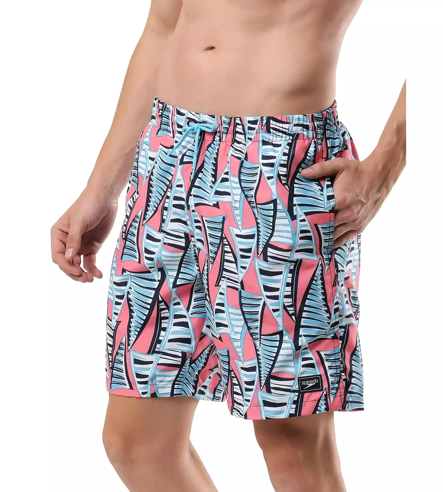 Men's Essential Printed Leisure' Watershorts - Fandango Pink  &  Pure Blue