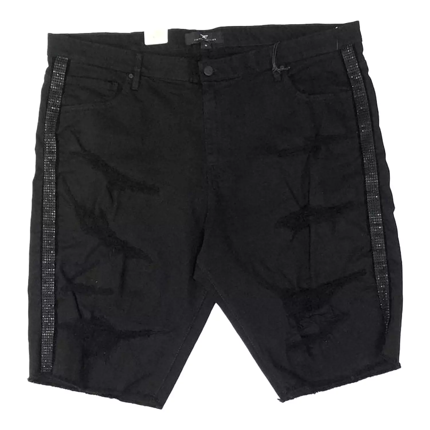 Men's Rhinestone Striped Denim Short