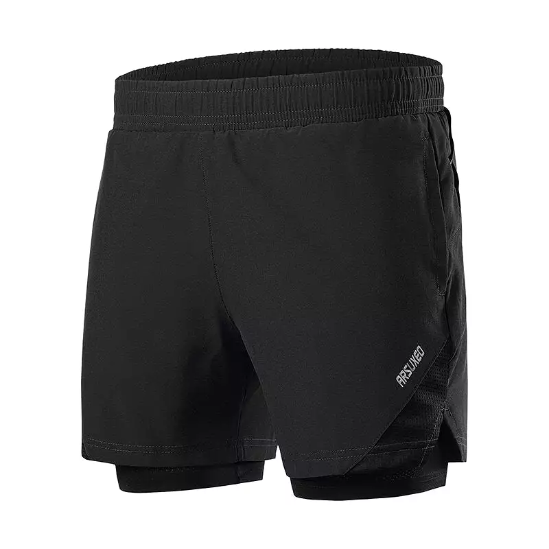 Men's Running Shorts 2 in 1 with Multi-Pocket Fitness Training Exercise Jogging Workout Gym Sports Short Pants