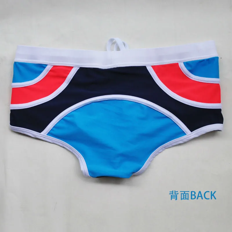 Men's Sexy Colorful Stripe Swimming Boxer Trunks Low Rise Swimwear