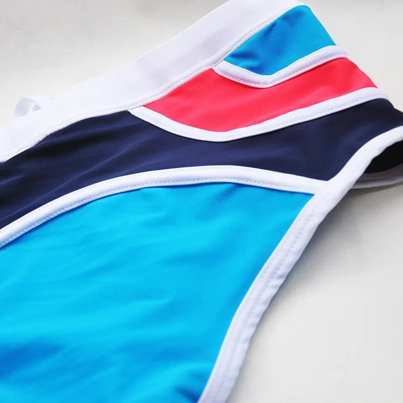 Men's Sexy Colorful Stripe Swimming Boxer Trunks Low Rise Swimwear