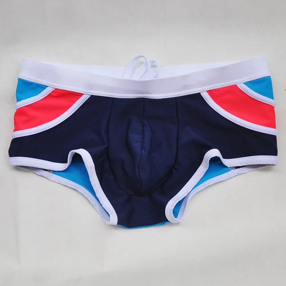 Men's Sexy Colorful Stripe Swimming Boxer Trunks Low Rise Swimwear