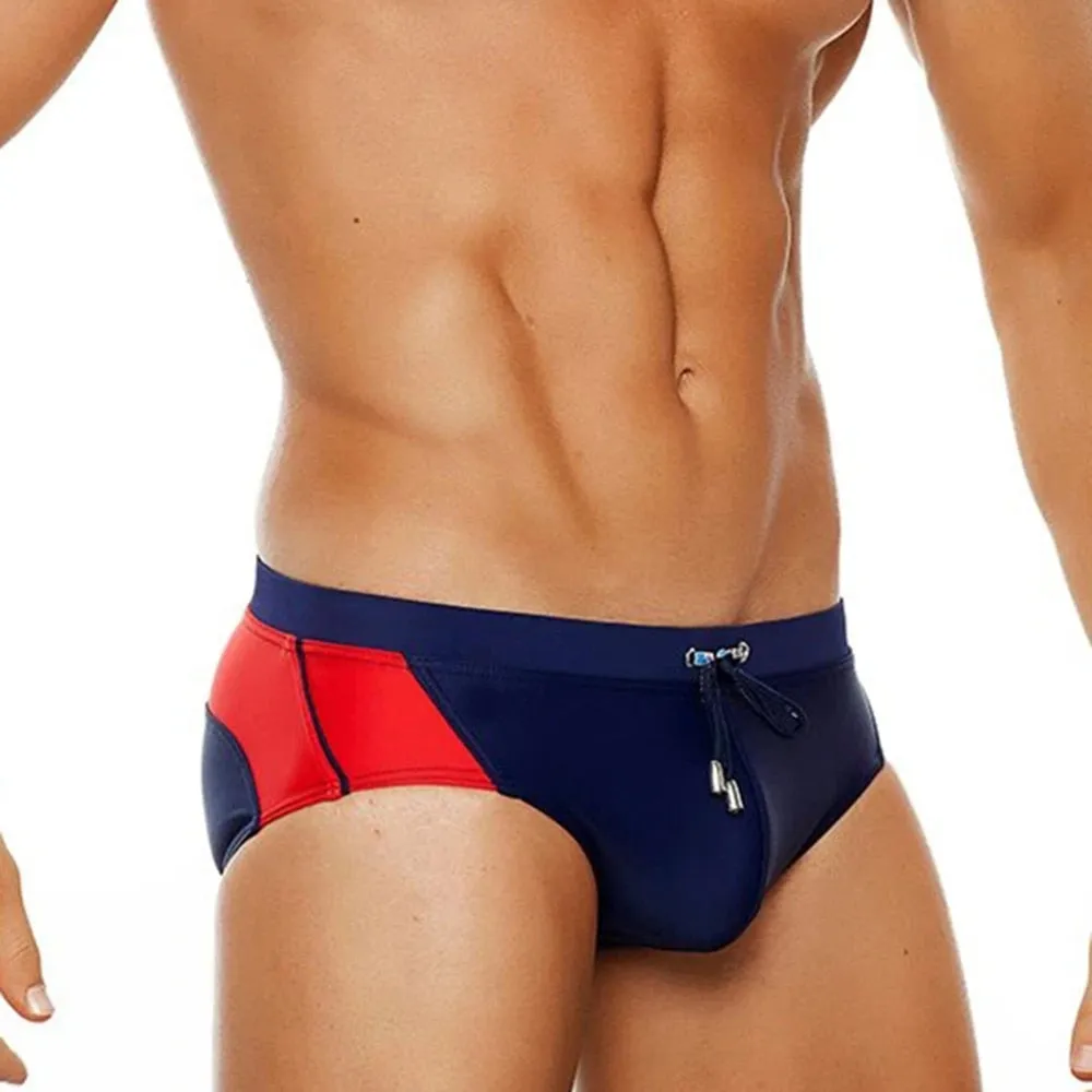 Men's Sexy Patchwork Push-Up Trunks Padded Boxers Swimwear