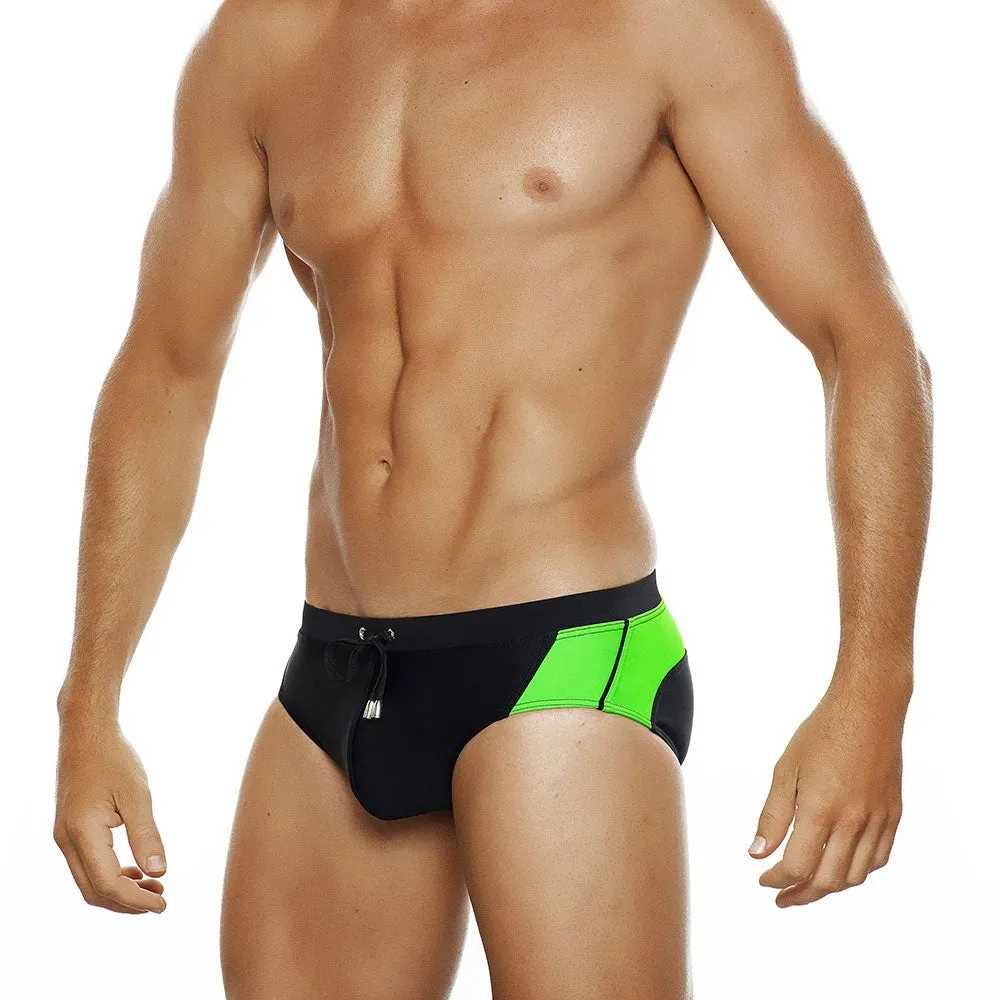 Men's Sexy Patchwork Push-Up Trunks Padded Boxers Swimwear