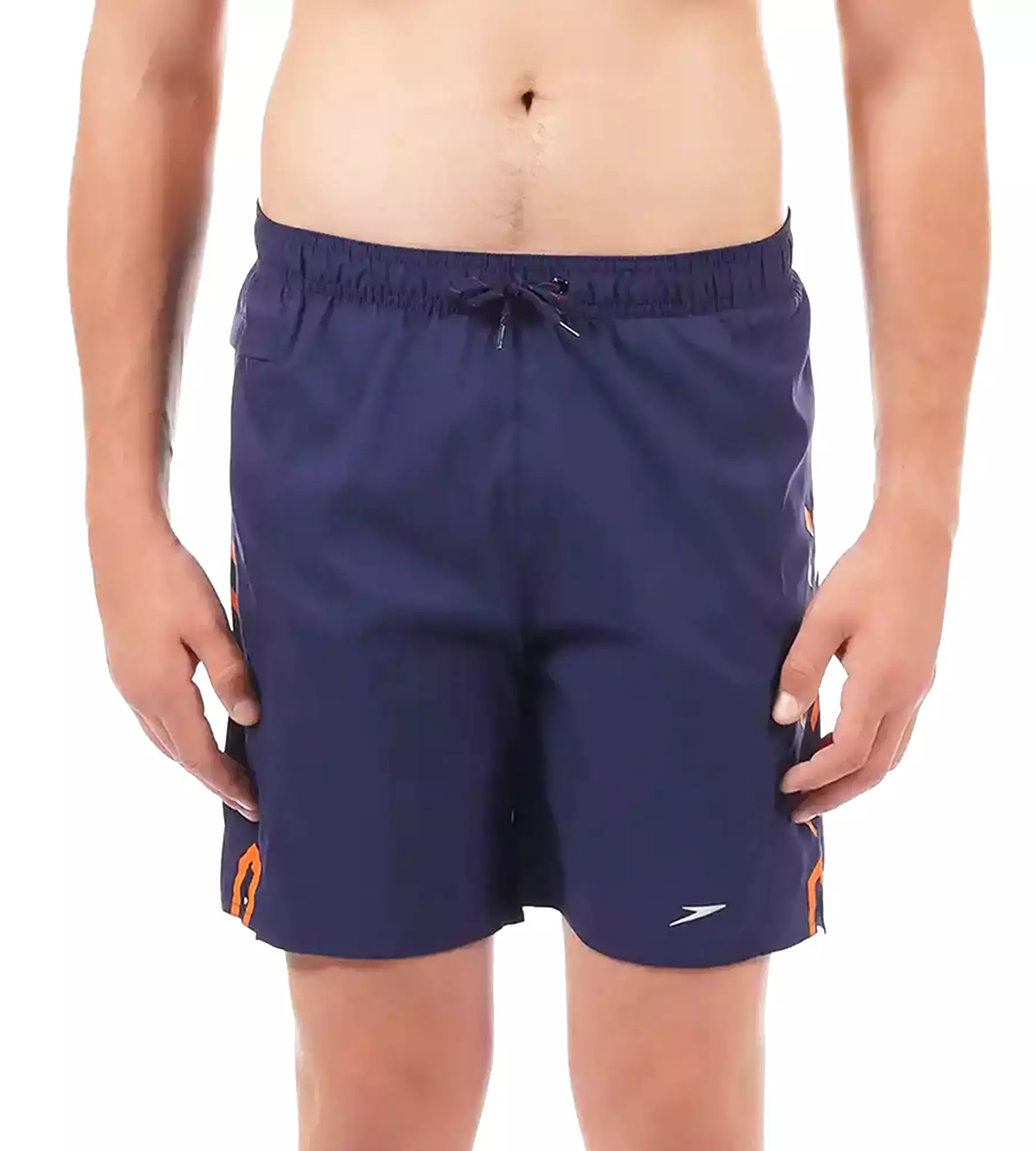 Men's Sports Printed' Watershorts - Navy  &  Pure Orange