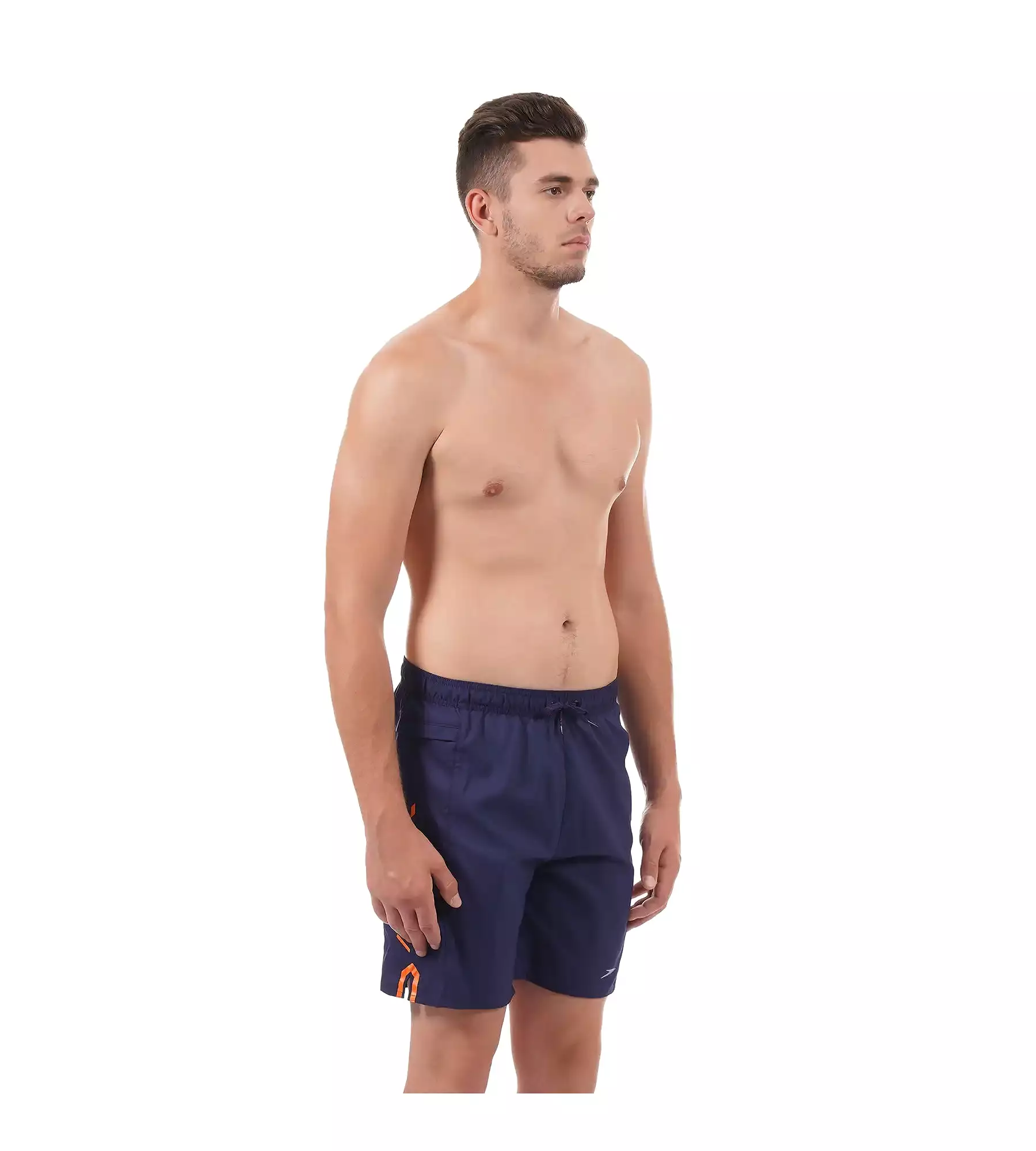 Men's Sports Printed' Watershorts - Navy  &  Pure Orange