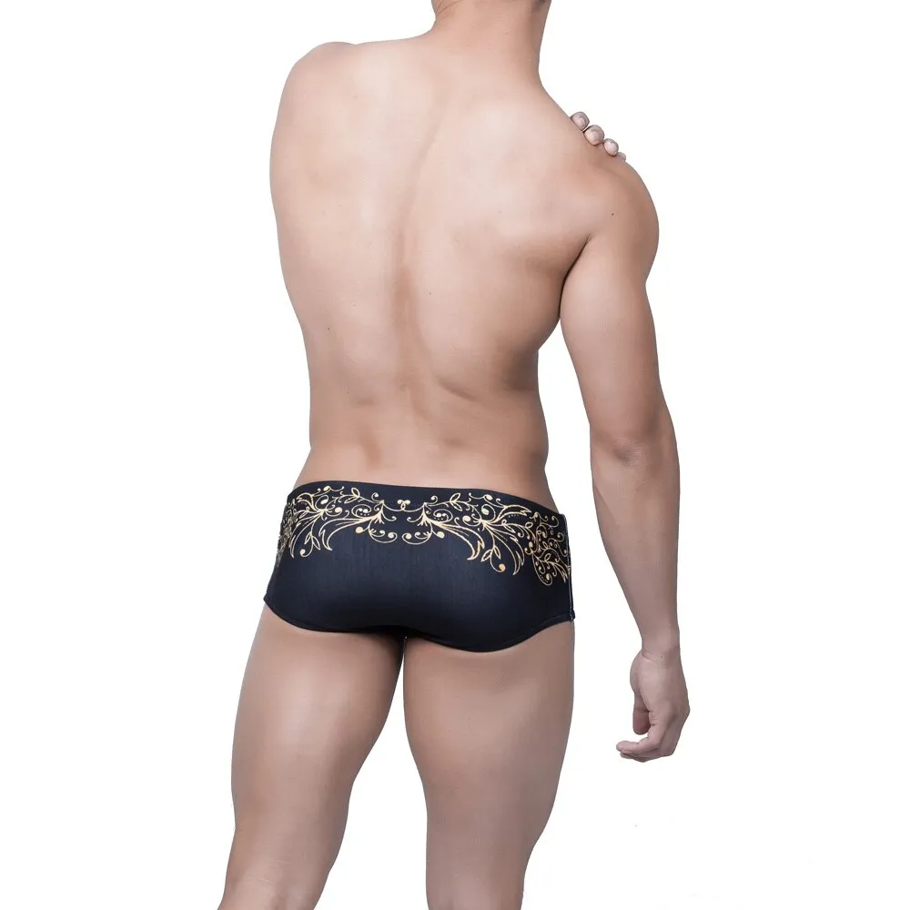 Men's Summer Polyester Floral Printed Low Waist Short Swimwear