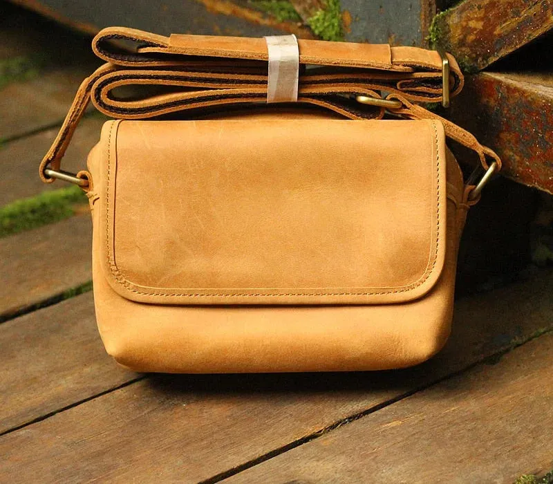 Men's Vintage Handmade Soft Leather Small Postman Crossbody Messenger Bag