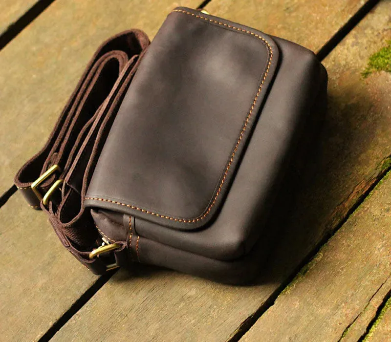 Men's Vintage Handmade Soft Leather Small Postman Crossbody Messenger Bag